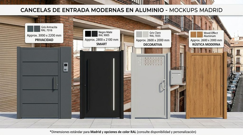 cancelas de entrada en aluminio modernas